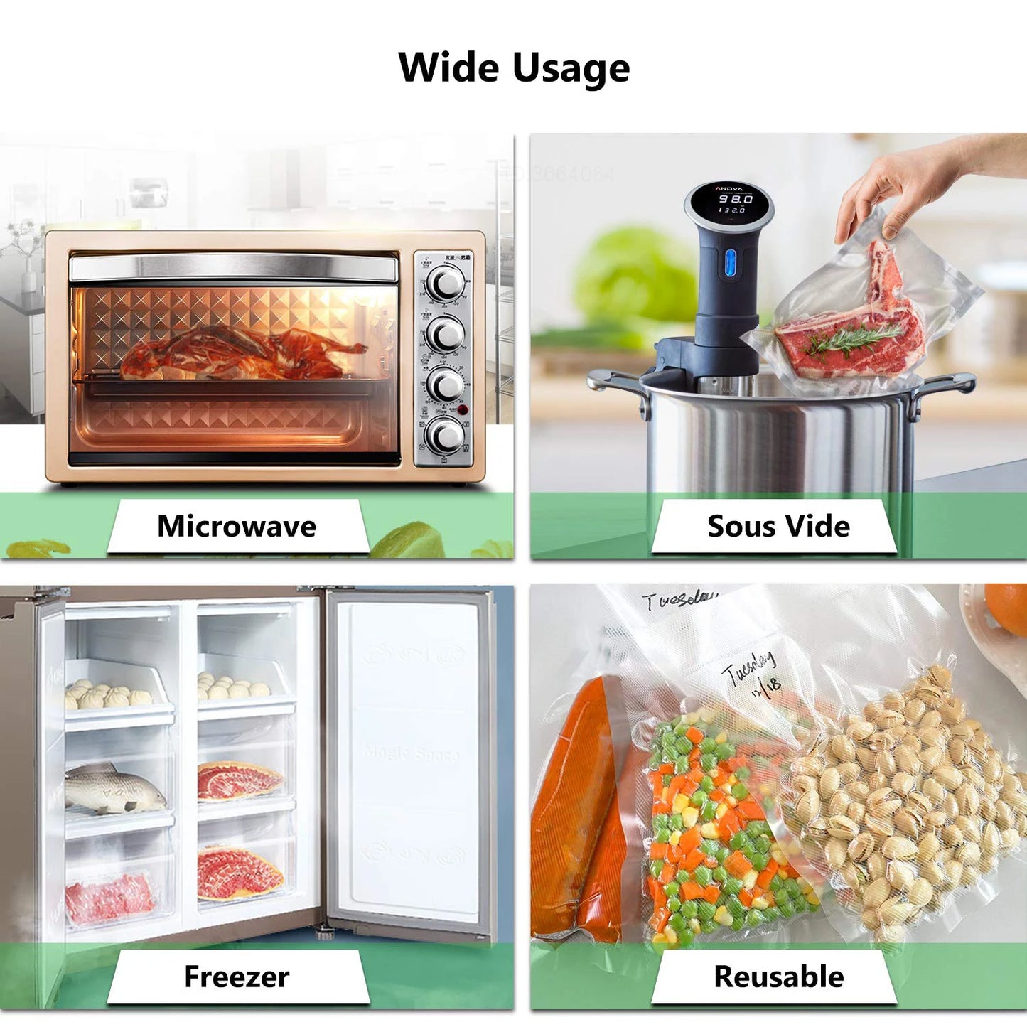 SealSmart™ 300CM Vacuum Sealer Roll Bags – Food Storage & Sous Vide Packaging